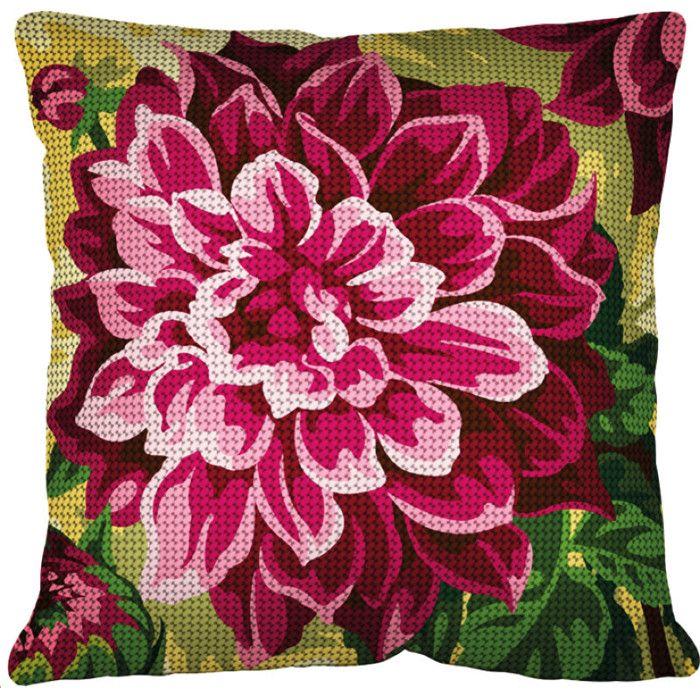 Kit Coussin Canevas - SEG - Dahlia - Complet - Aiguille incluse - Fils fournis