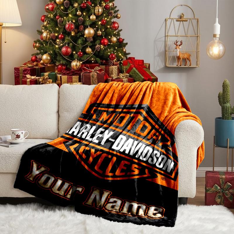 Custom Personalized Blanket Har-ley motorcycle Soft Throw Blanket, Suitable for Family and Friends, Sofa Blanket,Home Decor Christmas gift