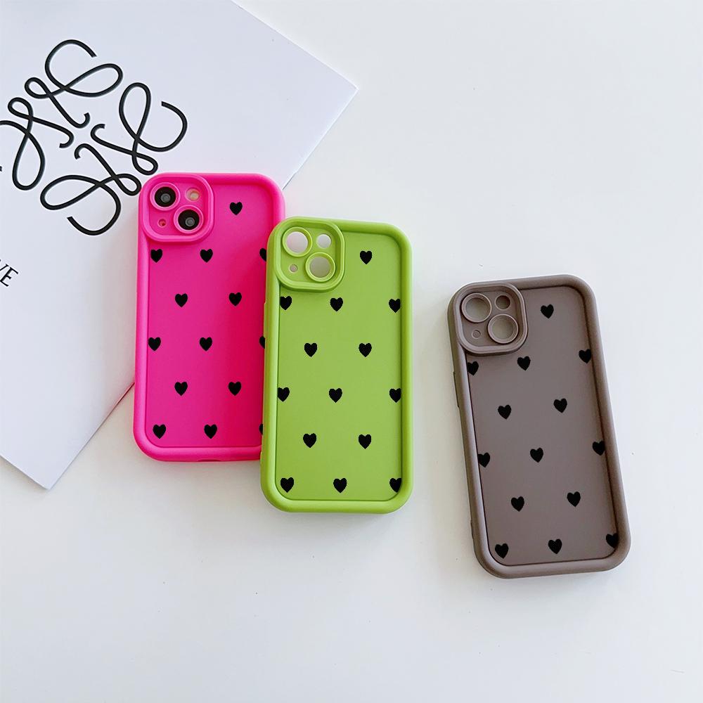 Black Love Hearts Pattern Soft TPU Phone Case for iPhone 17 Air 16 15 14 Pro Max Plus 13 12 Mini 8 7 X Xs Back Cover