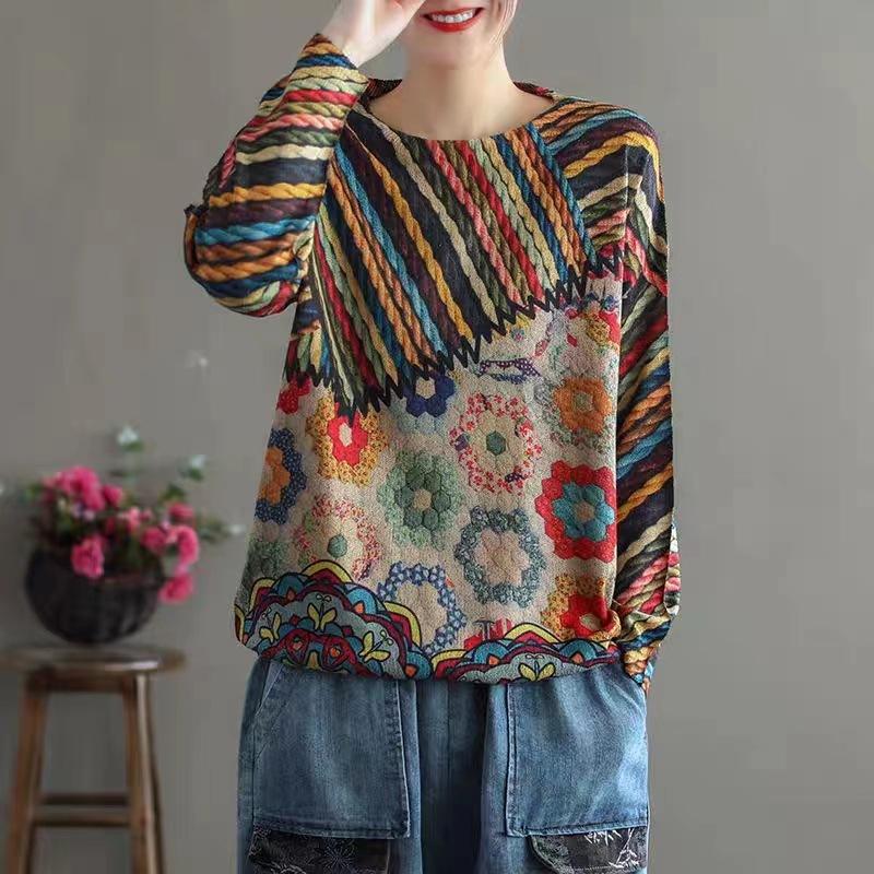 

Свитер Топ Пуловер Мода Большая версия свитера Осень и Зима Универсальный Круглый вырез Свободный тип One Size разноцветный