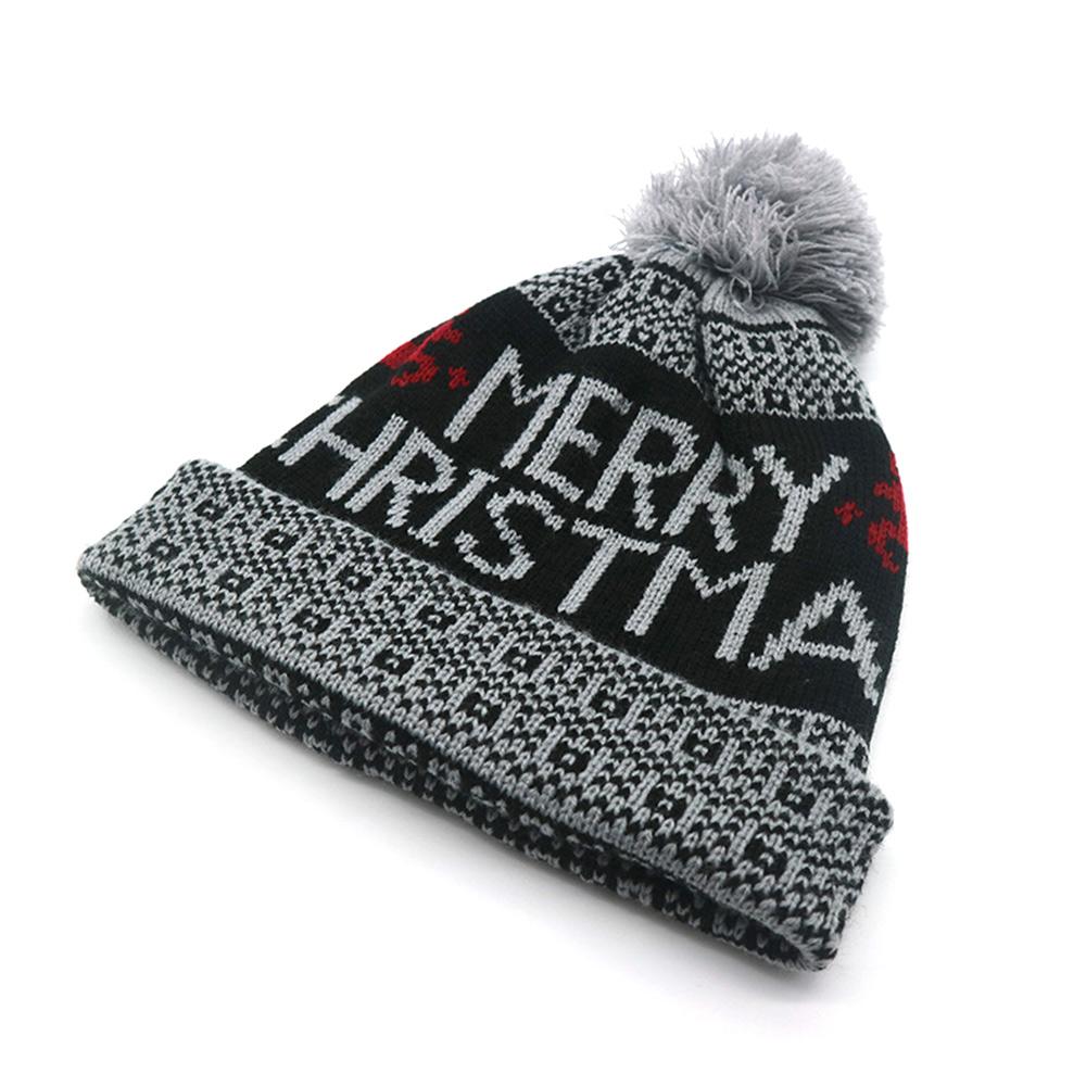 Winter Warm Knitted Beanies Pompom Ski Cap New Chirstmas Knitted Hat  Men and Women