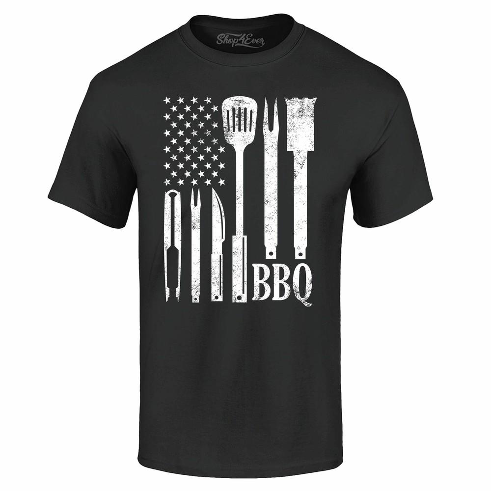 BBQ American Flag T-shirt Pitmaster Barbecue Lover For Dad Shirts