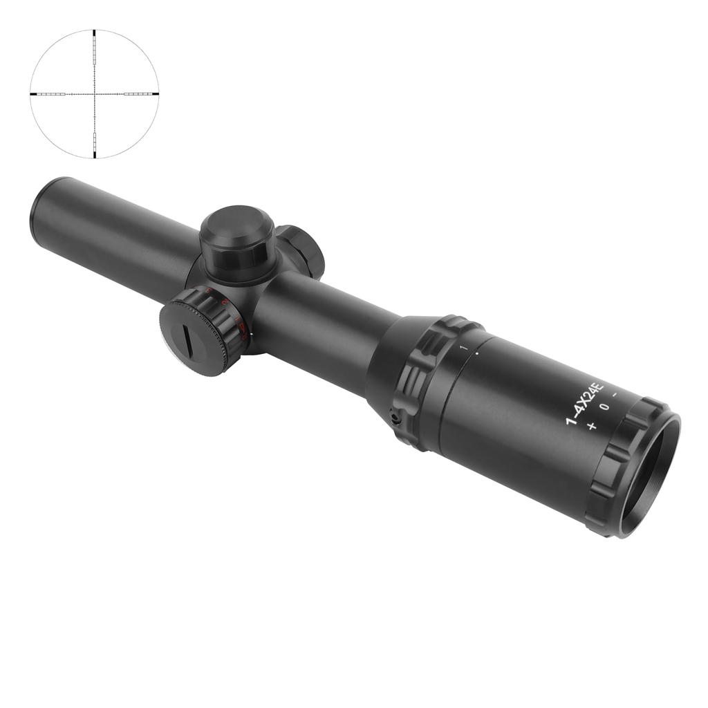 SKEERY 1-4x24RG Riflescope, Short Scope, 5 Brightness Settings for R and G, 1-4x Magnification Sight, 20mm Rail Mount