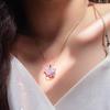 Heart & Planet Pink Zircon Dangle Earrings and Necklace Set