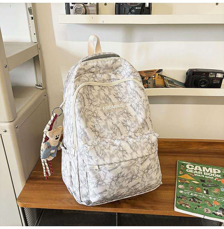 School Bag New Large Capacity Trend Versatile Junior High School Student School Bag Couple Fashion Embossing Simple Casual Lightweight Backpack