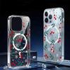Transparent Snowflake Cherry Magnetic Case for iPhone 15/16/17 Pro Max - Full Coverage Protection