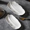 Ceramic Banana Leaf Snack and Sushi Plate – Pure White Dessert and Fruit Tray for Home or Hotel Use