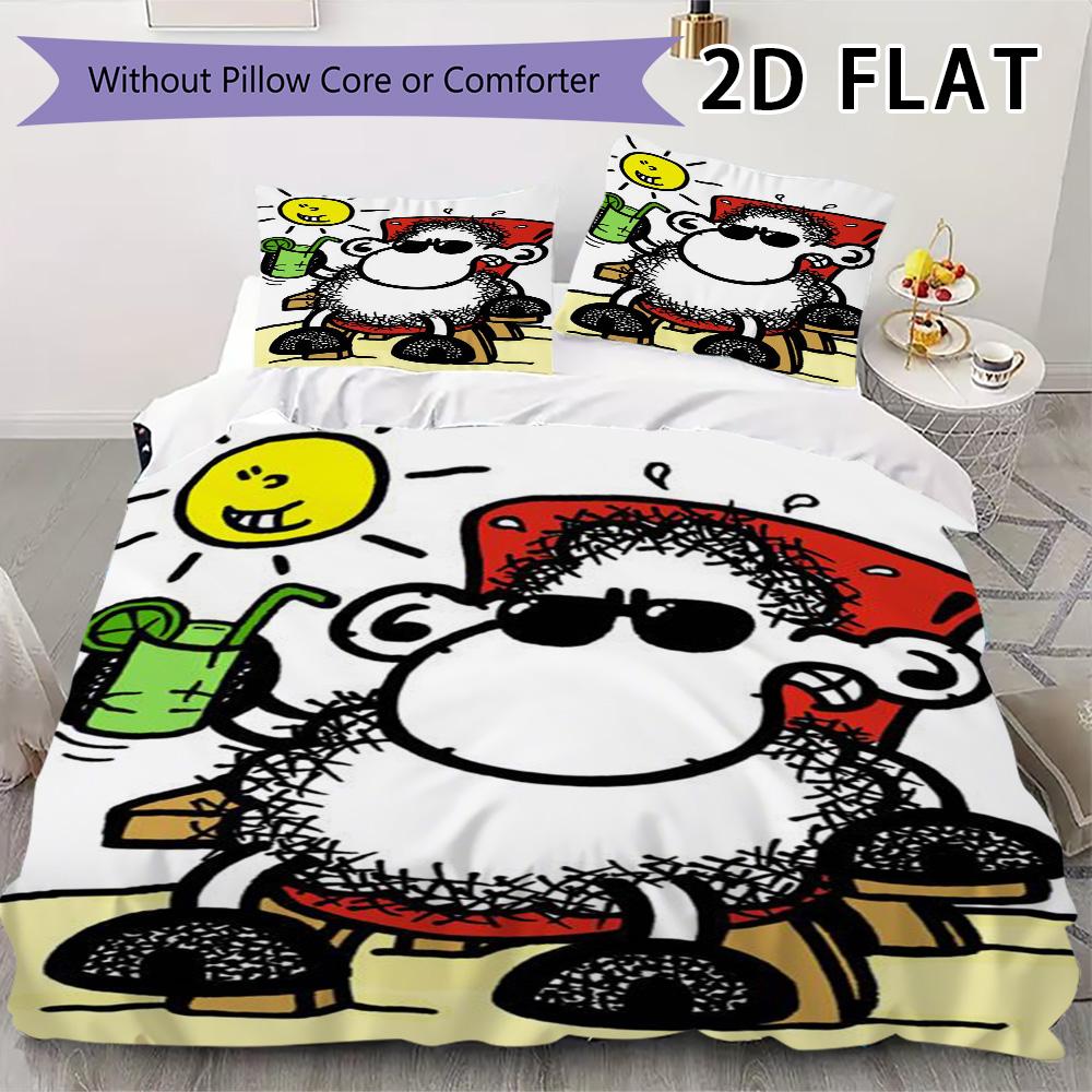 Sheepworld Pattern Bedding Uilt Set Uilt Cover Pillowcase Home Decoration Birthday Gift (1 * Duvet Cover + 2 * Pillowcase Without Core)