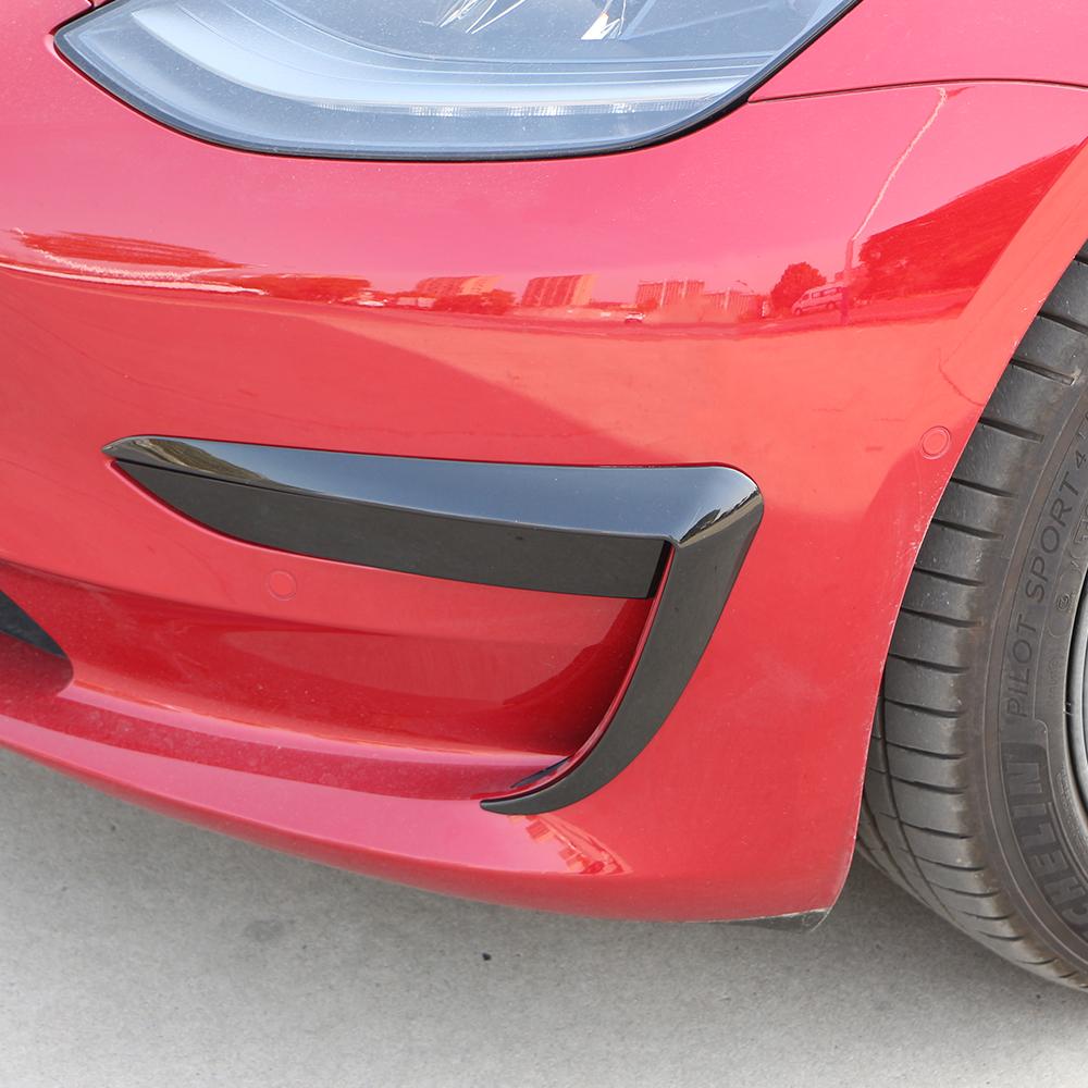 2Pcs Carbon Fiber Front Bumper Splitter Spoiler Lip Kit Air Knife Shape for Tesla Model3 Model 3 2018-2025 Car Styling