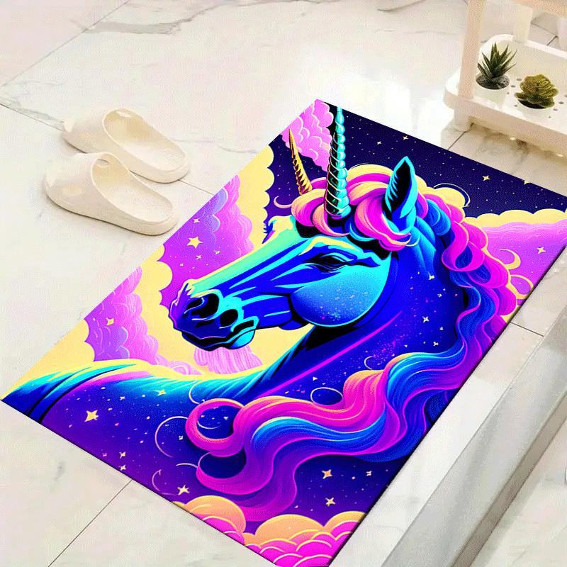 1pc Star Unicorn Print Design Area Rug - Soft, Anti-Slip, and Durable Gaming Room Decor for Bedroom