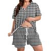 Women's Plus Size Casual Two Piece Set Short Sleeve Top and Drawstring Shorts Relaxed Fit Lounge Wear Summer Outfit