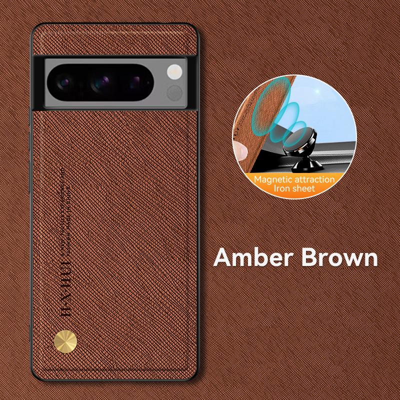 Kožené pouzdro pro Magsafe Google Pixel 8A 7A 8 7 Pro Bezdrátové nabíjení Vestavěné železo Nárazuvzdorný kryt na telefon