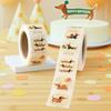 500 Stück/Rolle Geschenkanhänger Dackel Geburtstag Runde Aufkleber Geschenketikett Aufkleber DIY Basteln Happy Birthday Partyzubehör