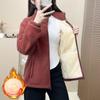 Winter Lammfleece Pullover Damenjacke Sport und Freizeit Doppelseitiges Fleece Warmer Cardigan Polarfleece Plus Samt Dickes Oberteil