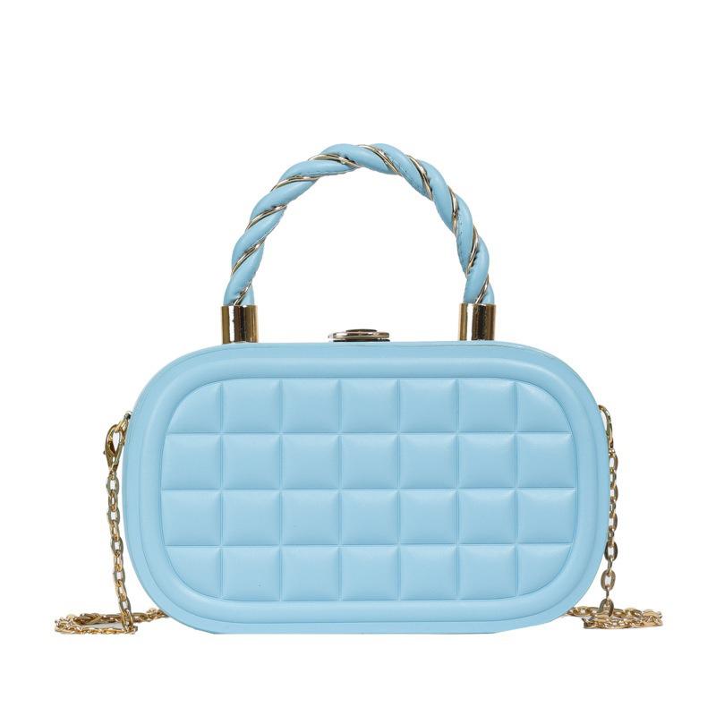 Французский Шик Маленькая Сумка Женская 2026 Лето Новая Модная Плетеная Ручная Коробка Сумка Цепь Одноплечевая Сумка через Плечо синий