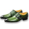 Fashion Fashion Loafers Men Shoe Classic Green Color Brogue Shoe Pure Genuine Leather Monk Strap Comfortable Male Footwear Fast Delivery