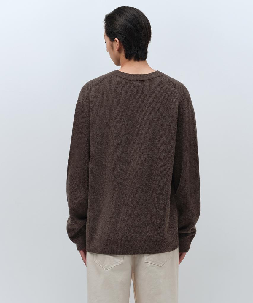 MUSINSA STANDARD [Victoria Wool] Minimal Ribbed V-Neck Knit [Brown]