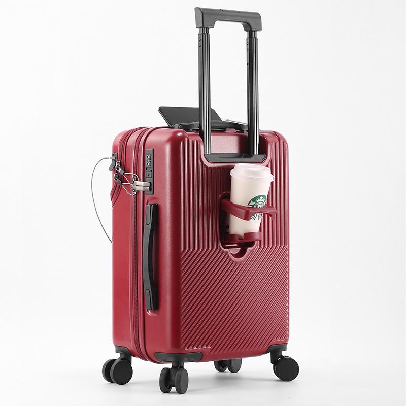 Women's 20-Inch Lightweight Carry-On Trolley with Cup Holder, Also Suitable for Men and Students