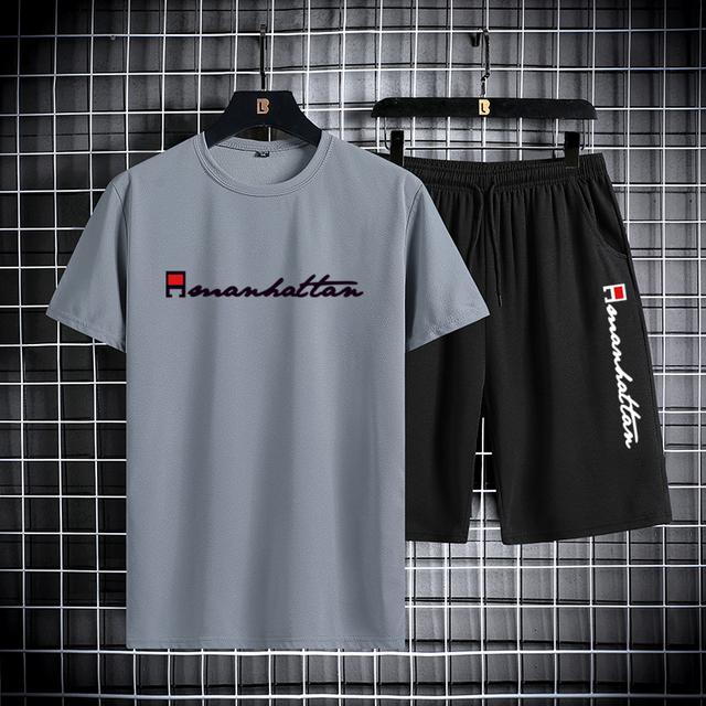 Pantaloni scurți cu mâneci scurte pentru set sport casual pentru bărbați