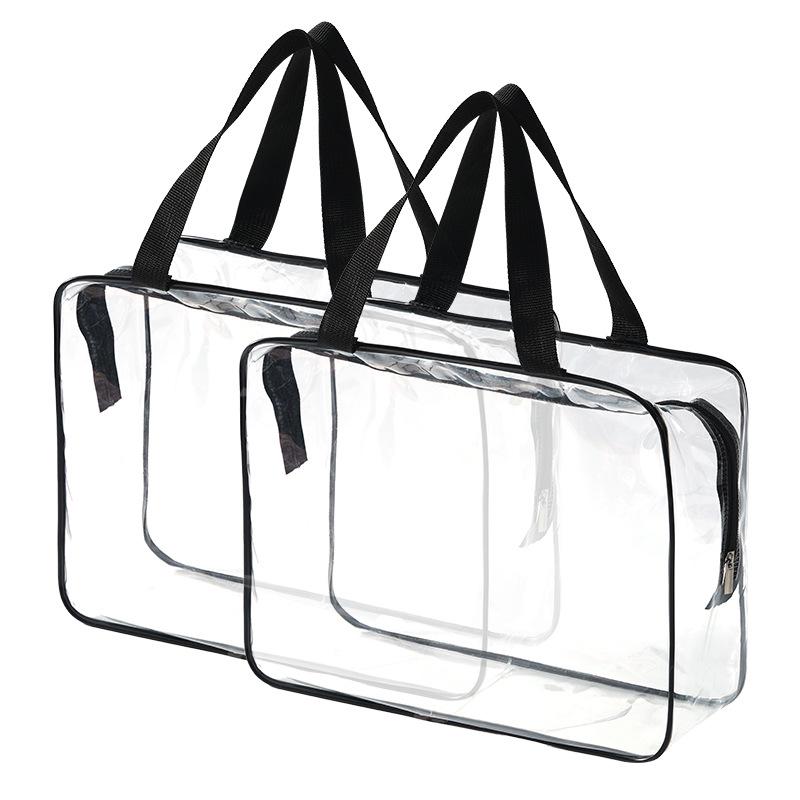 Waterproof Transparent PVC Makeup Bag with Custom Pattern and Large Capacity