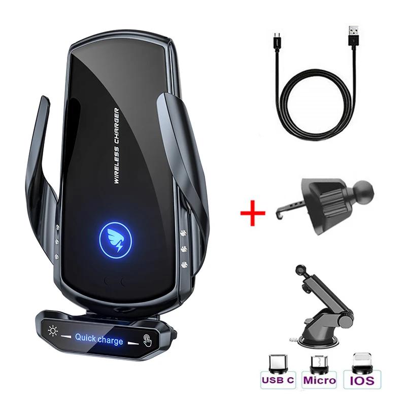 100W Uchwyt Samochodowy na Telefon Ładowarka Bezprzewodowa Szybkie Ładowanie Dla iPhone 11 12 Pro Xiaomi Samsung Magnetyczna Bezprzewodowa Ładowarka Samochodowa