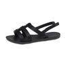 Fashion Round Toe Open Toe Roman Shoes Women's Summer New Retro Round Toe Cutout Metal Buckle Soft Sole Flat Sandals