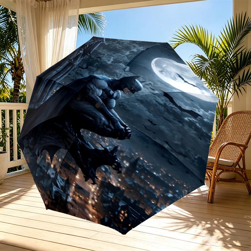 Batman Print Automatic Open Close Umbrella, Portable Foldable Umbrella, for Outdoor Commute Camping Trip, Ideal Birthday Gift