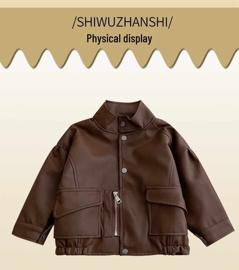 Stylische Leder-Motorradjacke für Jungen - 2025 Frühling/Herbst Koreanische Mode