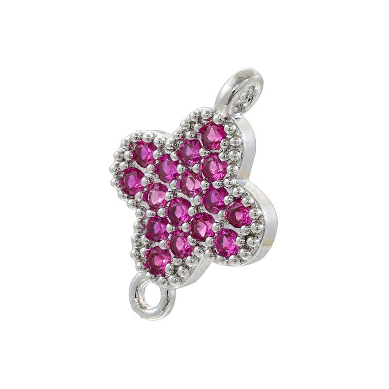 

Легкая роскошь, медь, инкрустированная цветными бриллиантами, четырехлистный клевер, двойное подвесное отверстие, ручной браслет, ожерелье, соединительные аксессуары в виде цветка Vs573