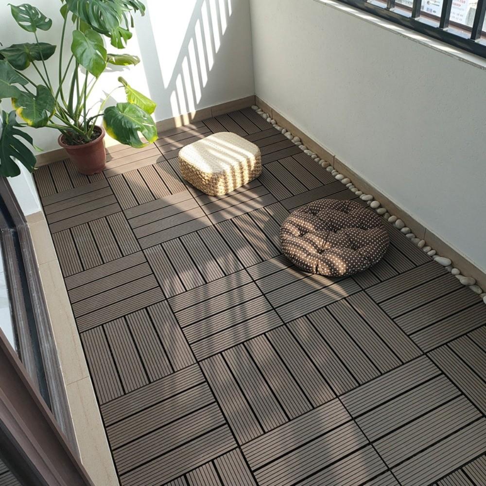 Interlock Wooden WPC Floor Hardwood Terrace Brick New Patio Deck Tiles  Landscaping