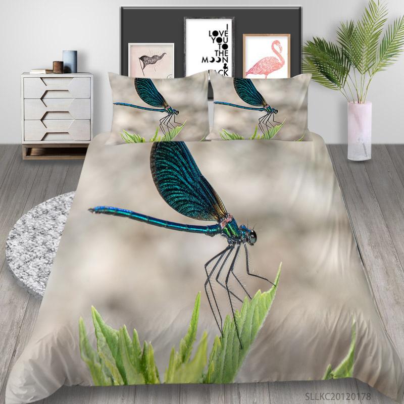 Vânzare caldă imprimare cu libelule, textile pentru acasă, așternut, costum, insecte, nou moda, microfibră, lavabilă, huse de pilotă