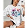 Women's Snowflake Print Short Sleeve Shirt T Shirt Colorful Butterfly BE KIND Letter-printed Round Neck, Casual and Elegant, Vintage Style,