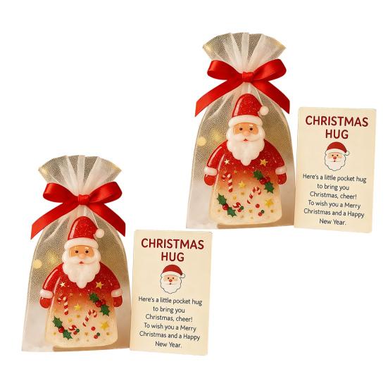 Little Pocket Christmas Hug Cute Mini Resin Santa Claus Ornaments with Encouragement Cards Pocket Hug Card Gift for Family Friends