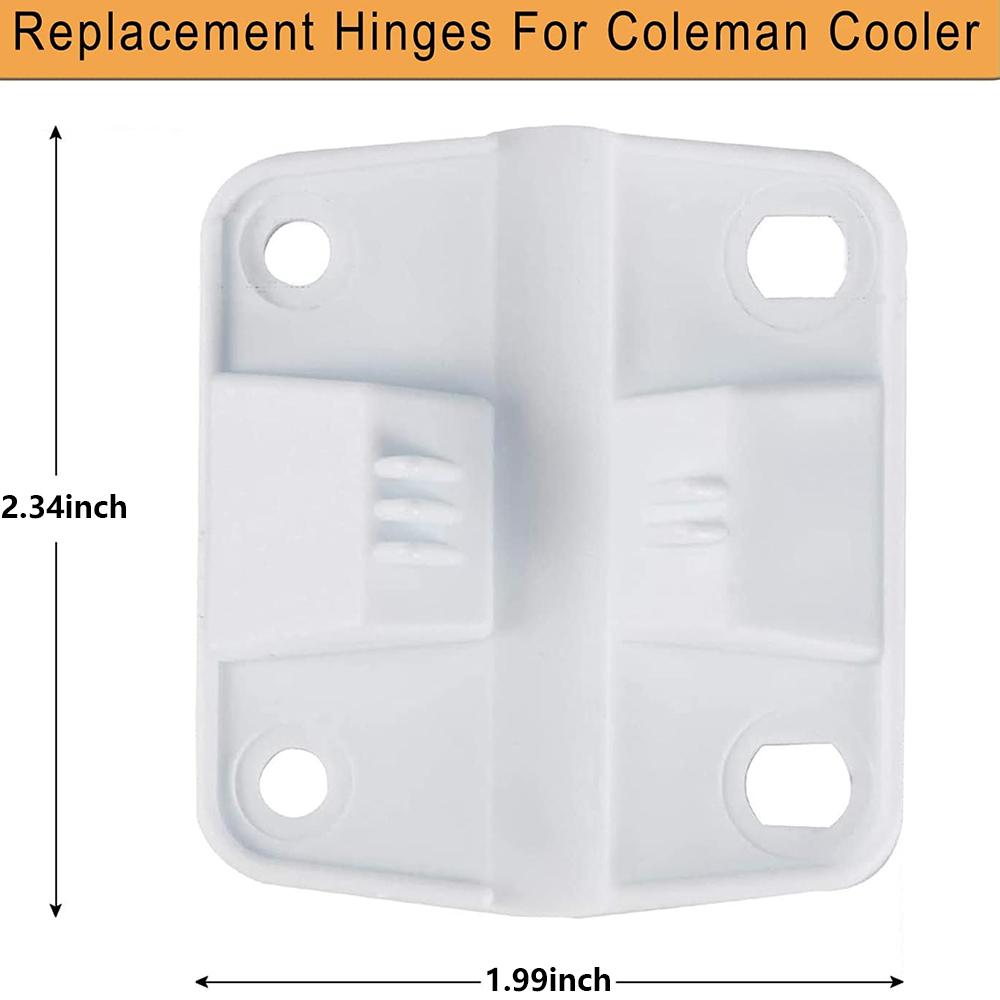 4 Set White Plastic Cooler Hinges & Screws Set Compatible With Coleman Coolers