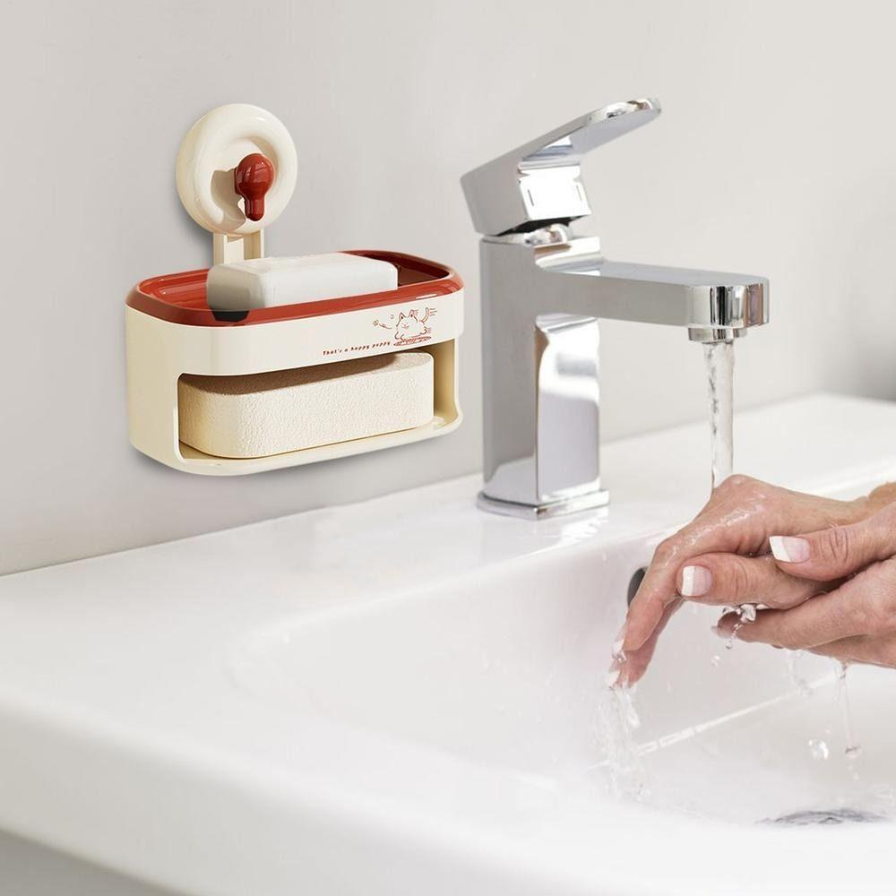 Storage Rack Soap Dish Wall-mounted Bathroom Shelf Double-deck Soap Box  Toilet