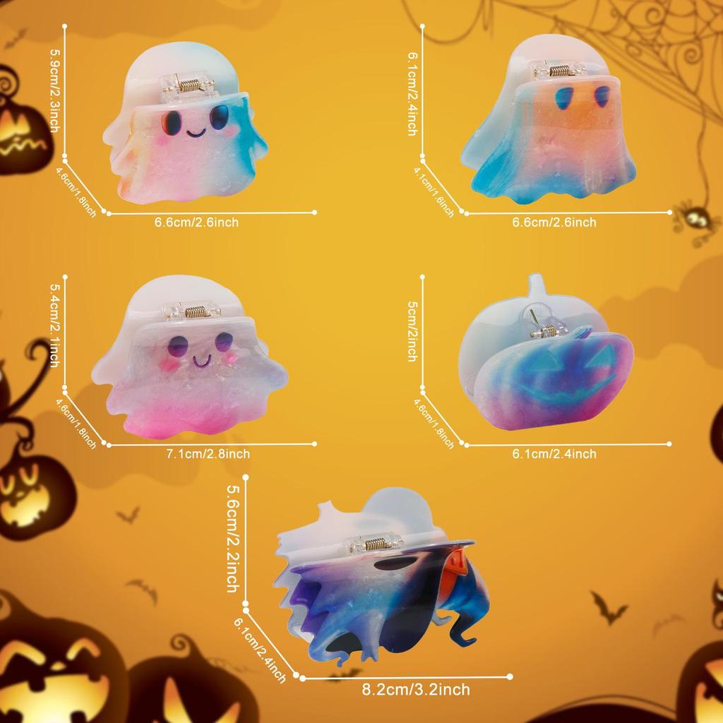 Dreamy Gradient Halloween Ghost Pumpkin Hair Clip - Cute & Soft Women's Claw Accessory