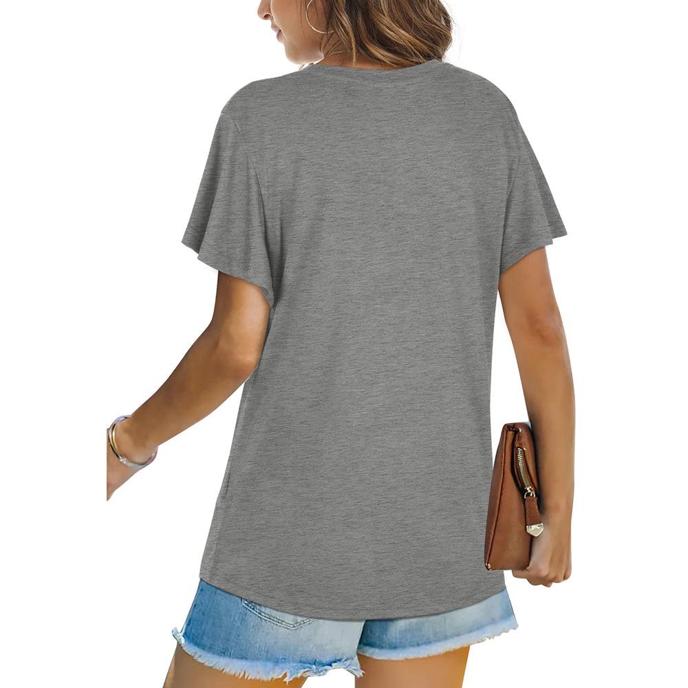 European & American Women's Solid Color Twist Short Sleeve Round Neck T-Shirt