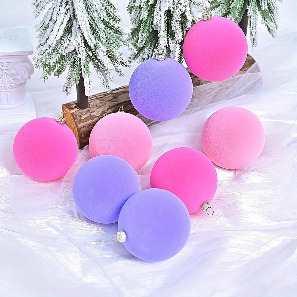 12 Stück 6 cm/2,36 Zoll beflockte dekorative Weihnachtskugeln für Einkaufszentren, Weihnachtsbaumfenster, festliche Kunststoffdekorationen