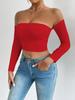 Solid Off-shoulder T Shirt Basic Long Sleeve Crop Top Women T-shirt Casual Tank Top Slim Female Crop Top Fashion Tee Shirt Y2k Streetwear