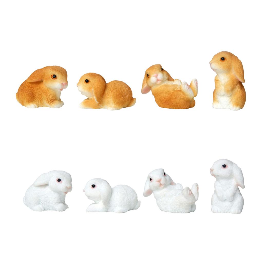 4 Stück Mini-Kaninchenstatuen, Kunstharz, Miniatur-Hasenfiguren, Osterdeko, Kaninchenskulpturen für Heimwerker, Basteln, Feengarten, Frühlingstischdekoration