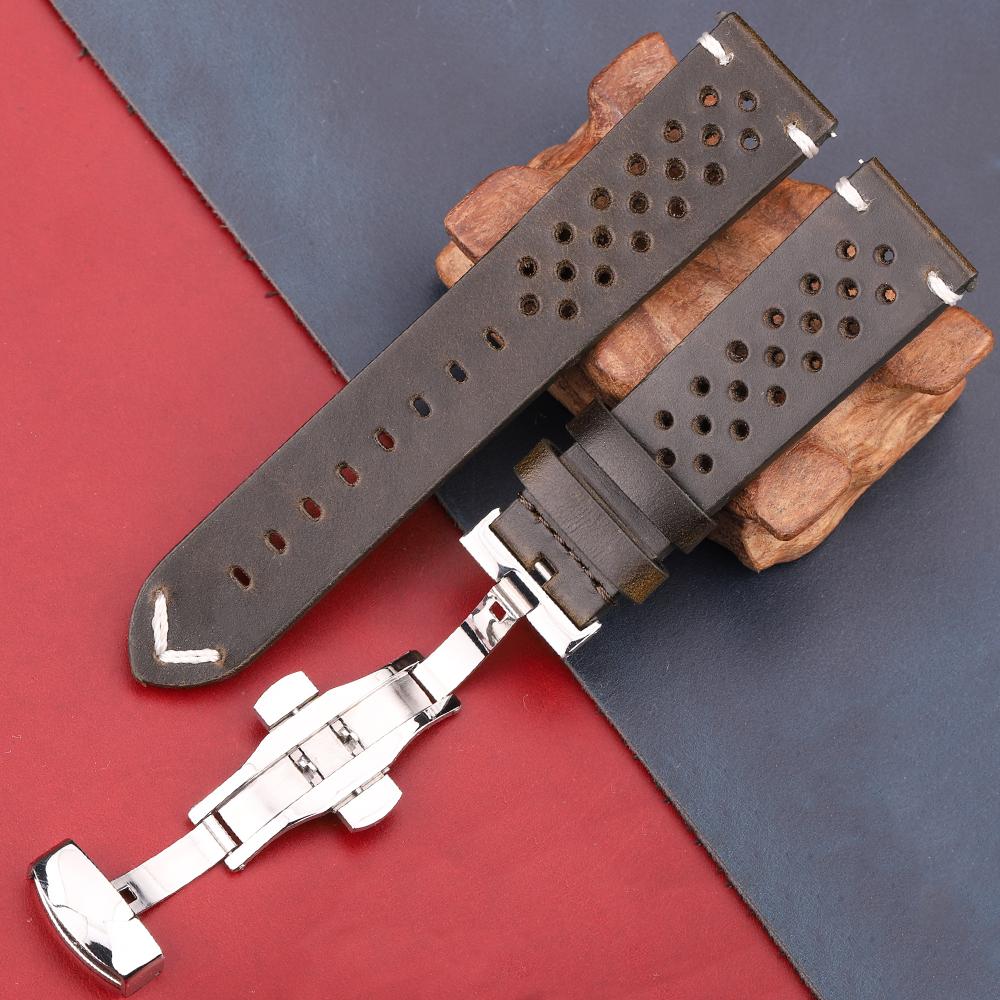 

Ремінець для годинника Ремінець для годинника з натуральної шкіри преміум-класу з пряжкою у формі метелика Швидке з’єднання 18 20 22 24 мм Доступні 4 кольори Ремінці для годинників 18mm