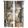 Wolf Forest Animal Tylové závěsy do obývacího pokoje Voile Průsvitný okenní závěs do ložnice Šifonové závěsy do kuchyně