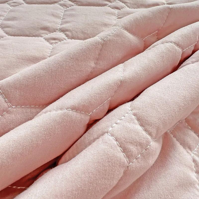 Pink Korean Princess Style Bedding Set Flowers Lace Ruffles Embroidery Quilted Thick Duvet Cover Bedspread Bed Skirt Pillowcases