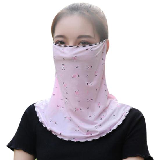 Women Floral Soft Chiffon Anti Dust Sun Protection Face Cover Neck Gaiter Scarf