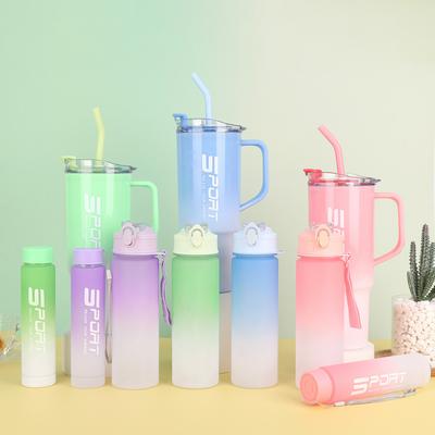 3pcs/lot 40 Oz Mug with Handle Portable Cute Water Bottle Outdoor Sports Large Capacity Plastic Water Cup Car Kettle
