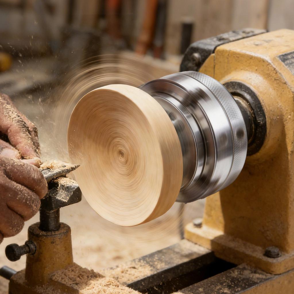 VEVOR Mandrino per Tornio per Legno da 4 Pollici, a 4 Ganasce, Autocentrante, Set Mandrino per Tornitura Legno con Filettatura 1" x 8TPI e Adattatore, 4 Ganasce Rotonde/Graduate/a Perno, Custodia