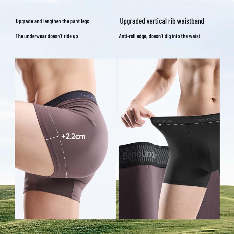 Beneath Men's Seamless 7A Antibacterial Modal Boxer Briefs