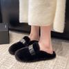 Fashion French Retro Keep Warm Baotou Women Half Slippers Casual Winter Women Flip Flops Outdoor Vacation Beach Shoes Pantuflas Mujer