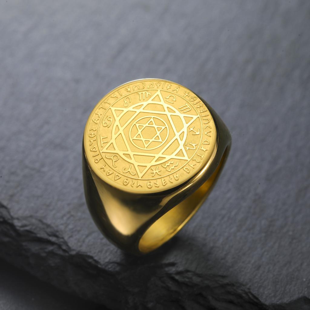 LIKGREAT Hexagram Tierkreiszeichen Ring für Männer Frauen Davidstern 12 Sternbild Ringe Edelstahl Schmuck Amulett Geschenk