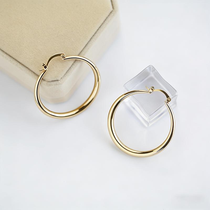 Exaggerated fashion personality, simple glossy large circle earrings, punk style temperament, exquisite party banquet earrings